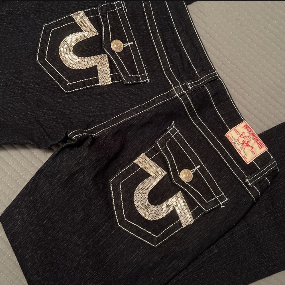 True Religion Black Jeans with Silver Embellished Back Pockets